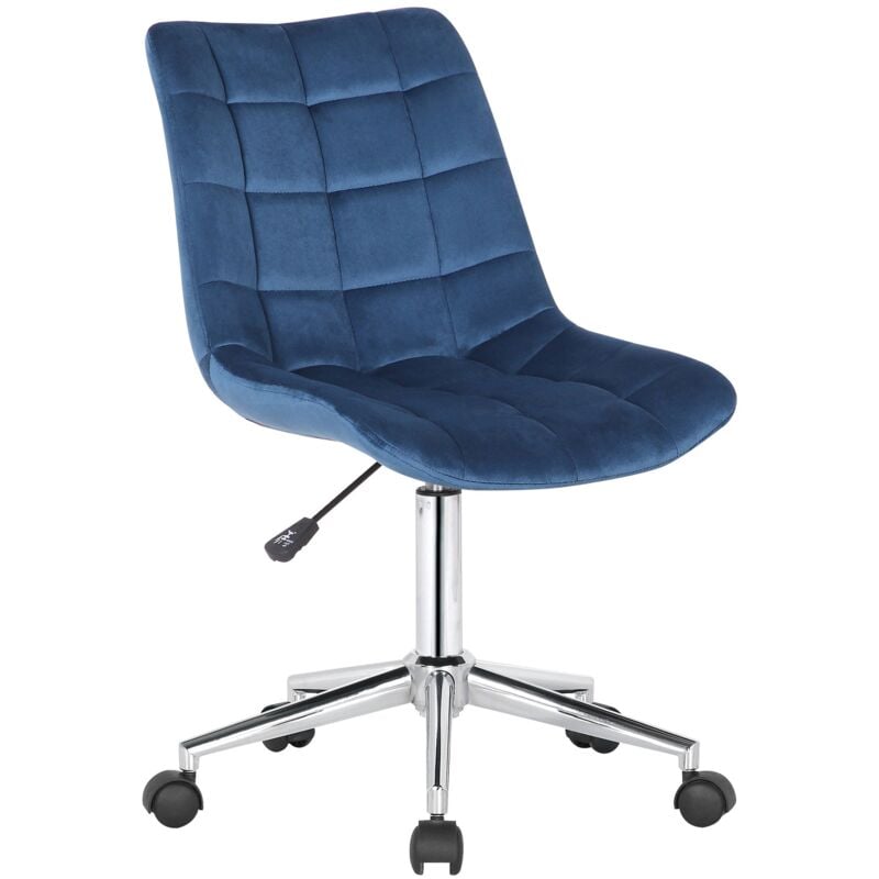 foto del prodotto d coshop26 sedia da ufficio in velluto blu con rotelle design moderno altezza regolabile bur10593