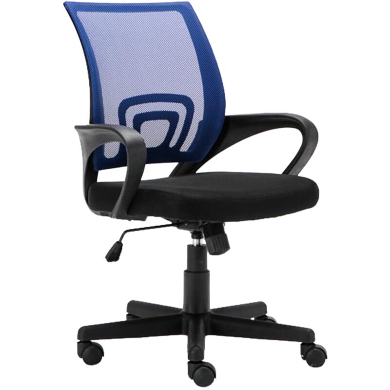 foto del prodotto d coshop26 sedia da ufficio su ruote, altezza regolabile in rete di nylon blu 100002501