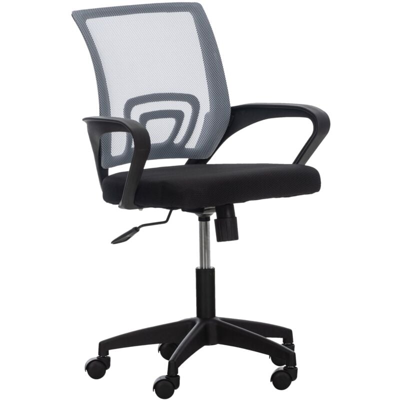foto del prodotto d coshop26 sedia da ufficio su ruote con braccioli regolabili in altezza in microfibra grigia 100002357
