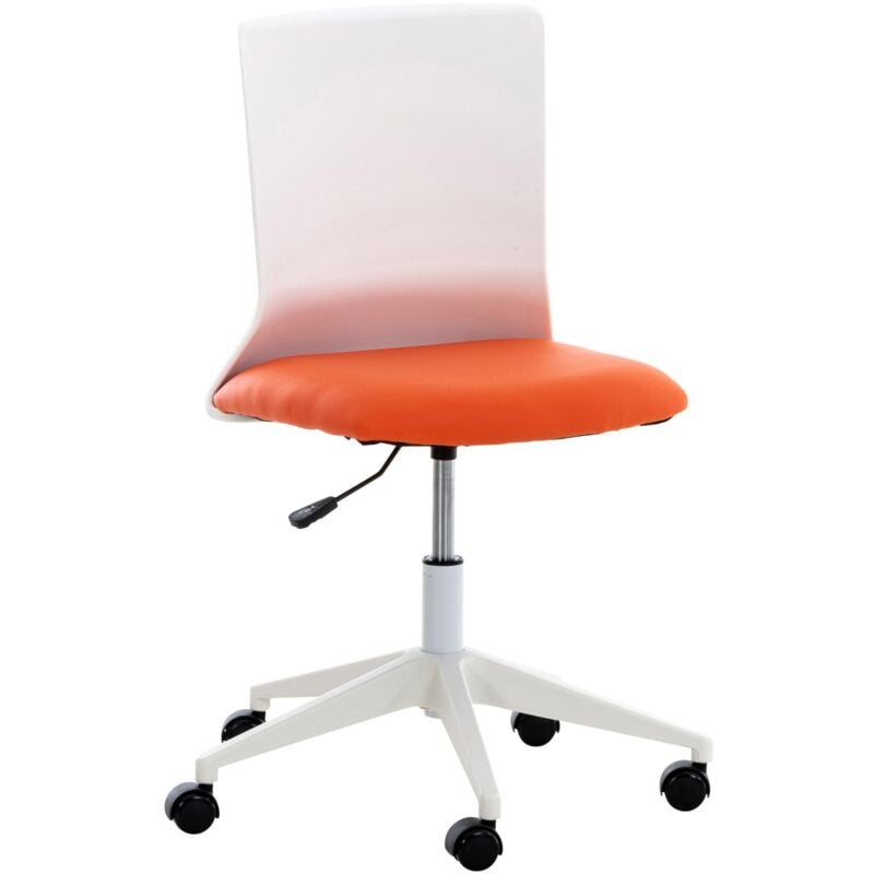 foto del prodotto d coshop26 sedia da ufficio su ruote moderna girevole regolabile in altezza in plastica bianca e sintetico arancione bur10497