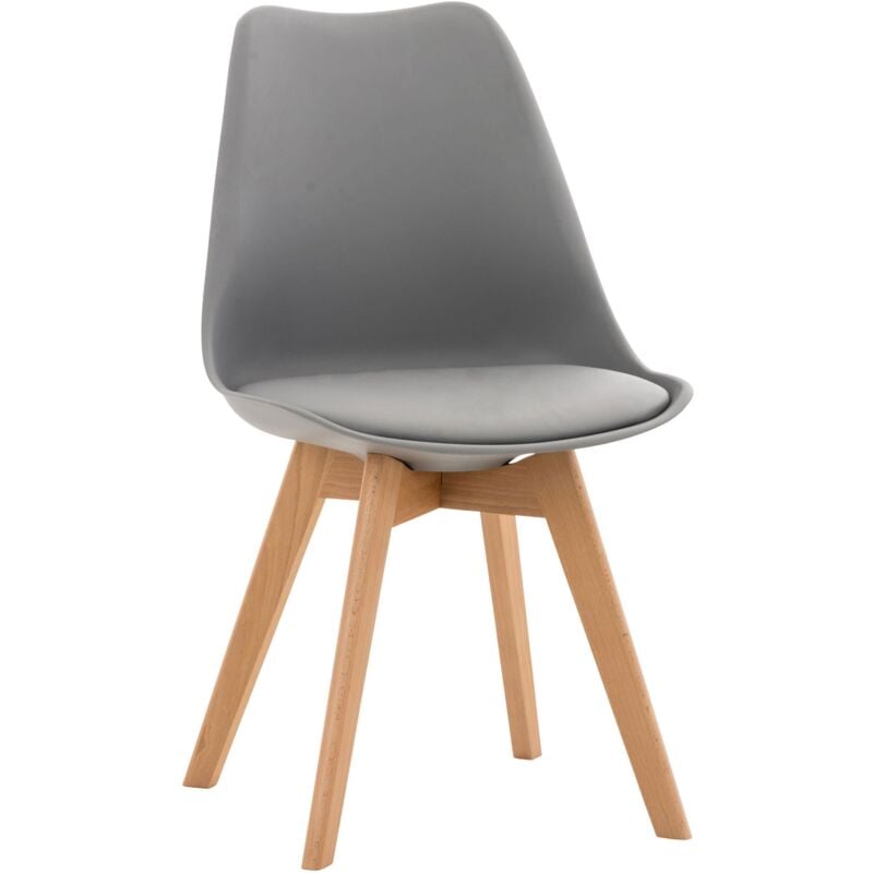 foto del prodotto d coshop26 sedia per sala da pranzo x1 design scandinavo in plastica grigia e pvc e gambe in legno chiaro 100002272