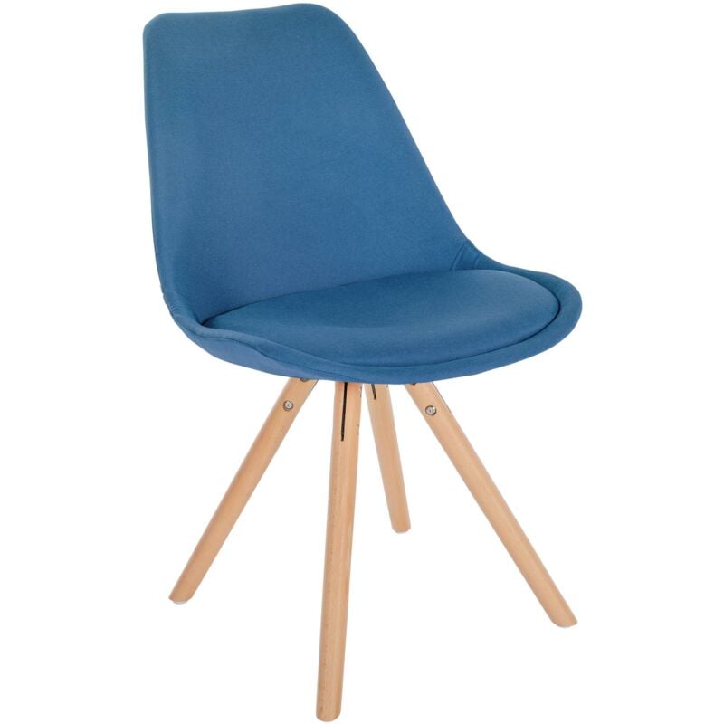 foto del prodotto d coshop26 sedia per sala da pranzo x1 in stile scandinavo in tessuto blu con gambe in legno chiaro 100001478