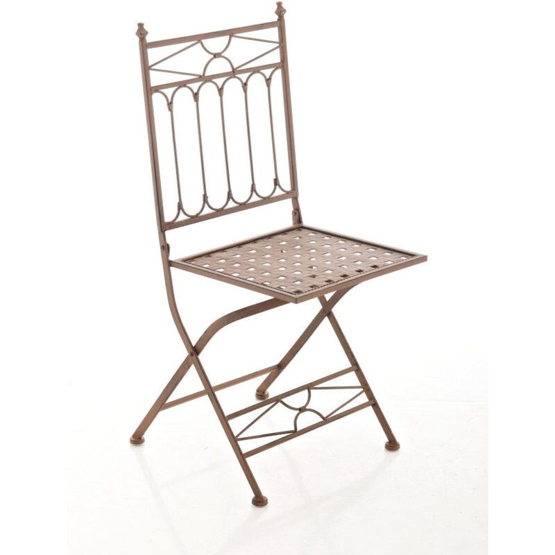 foto del prodotto d coshop26 sedia pieghevole da giardino terrazza balcone design rustico in ferro battuto marrone invecchiato 100003594
