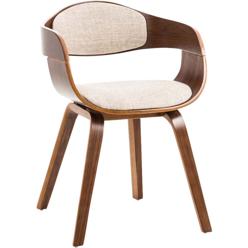 foto del prodotto d coshop26 sedia ufficio visitatore senza ruote in tessuto e legno, design retr e massimo comfort, noce crema bur10546