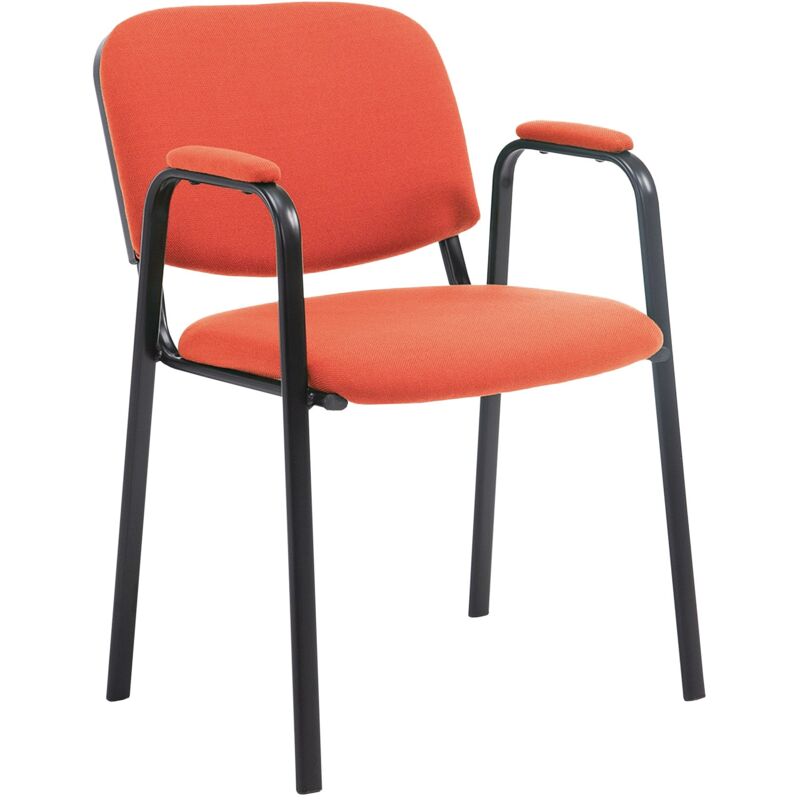 foto del prodotto d coshop26 sedia visitatore con braccioli integrati attesa in tessuto rosso, base a 4 gambe in metallo nero 100003385