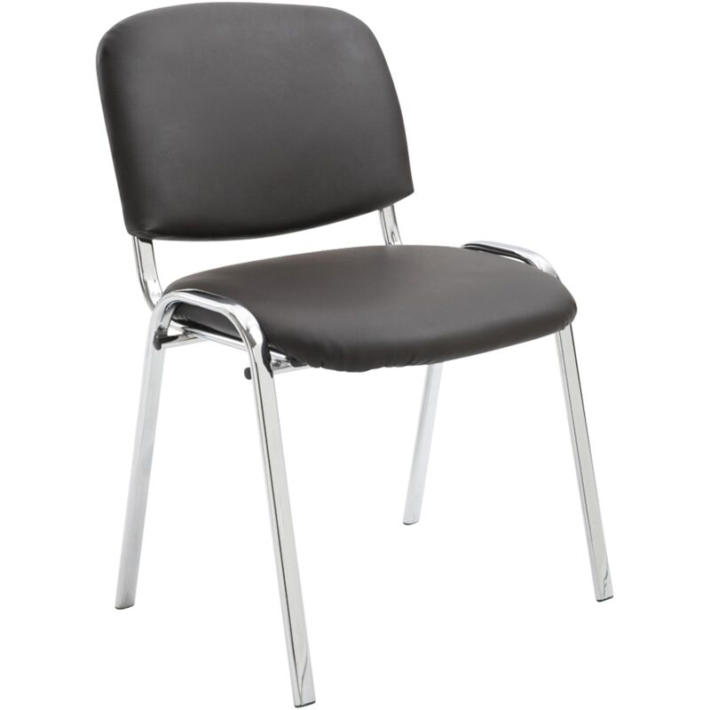 foto del prodotto d coshop26 sedia visitatore impilabile per area attesa in pvc marrone, base a 4 gambe in metallo cromato 100003360