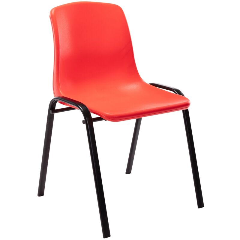 foto del prodotto d coshop26 sedia visitatore impilabile sala attesa in plastica rossa e metallo 100003732