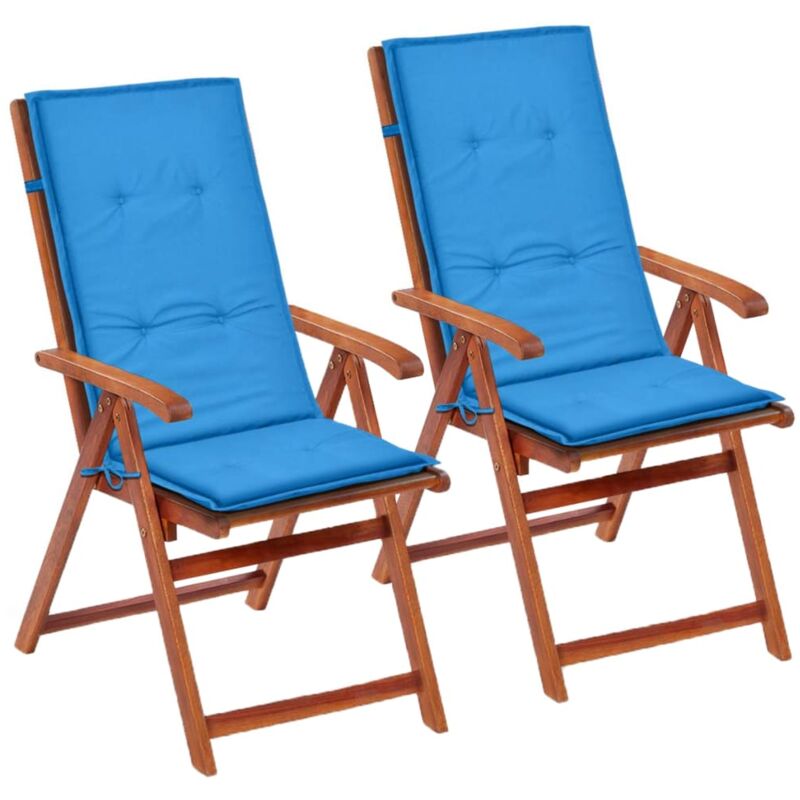 foto del prodotto d coshop26 set 2 cuscini per sedia da giardino in tessuto blu 120x50x3 cm dec021548