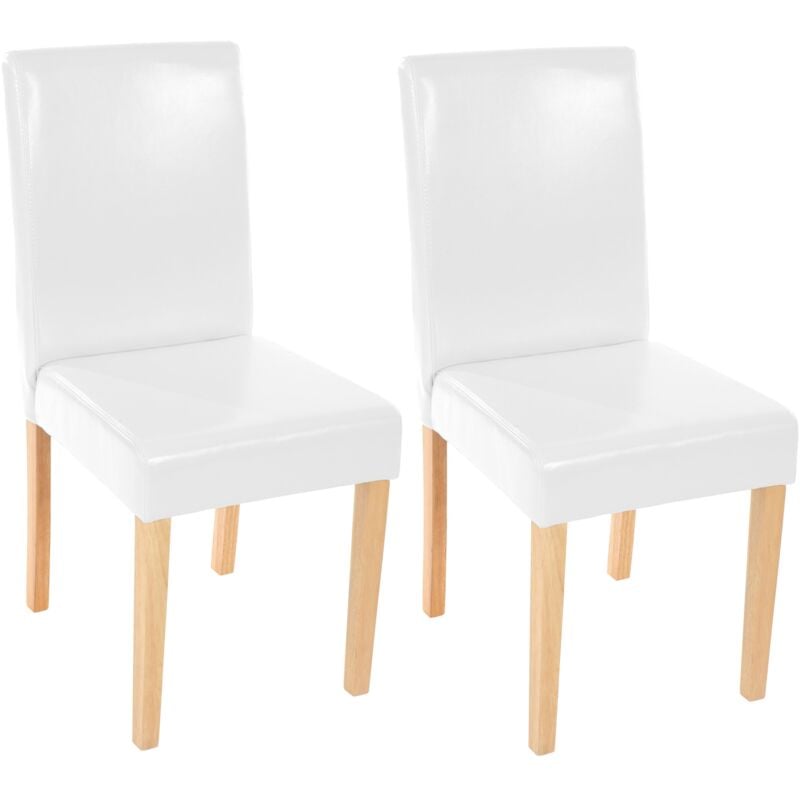 foto del prodotto d coshop26 set 2 sedie cucina sala da pranzo in pelle bianca con gambe in legno chiaro design moderno 040000284