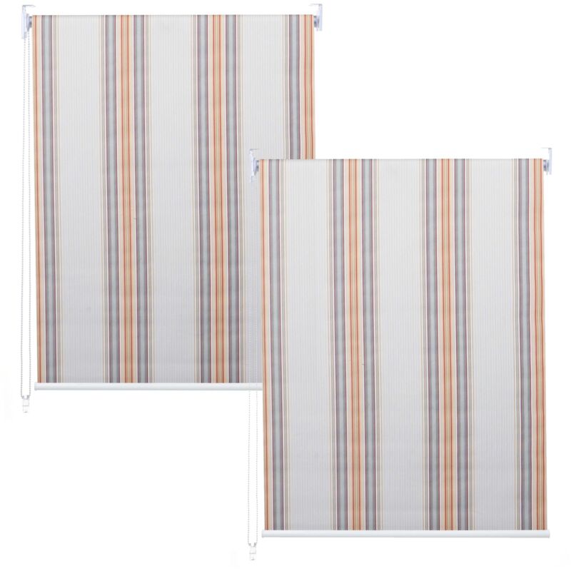 foto del prodotto d coshop26 set 2 tende a rullo per finestra con kit di montaggio 120 x 230 cm protezione solare grigio opaco marrone arancio 040007443