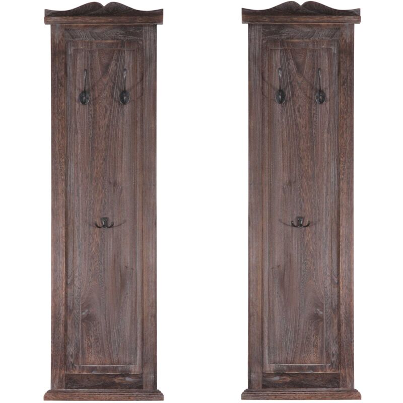 foto del prodotto d coshop26 set di 2 appendiabiti da parete a pannello con 3 ganci 109 x 28 x 4 cm in legno invecchiato marrone 040007420