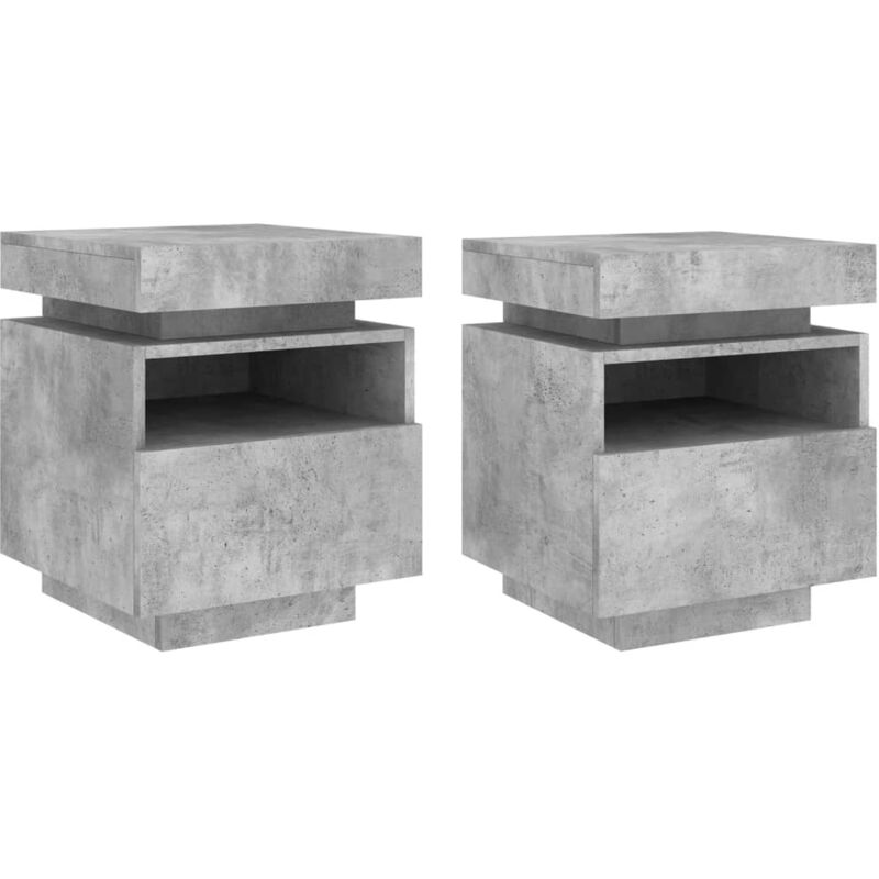 foto del prodotto d coshop26 set di 2 comodini con cassetti e luci led rgb 40 x 39 x 48,5 cm in derivati del legno color grigio cemento dec032832