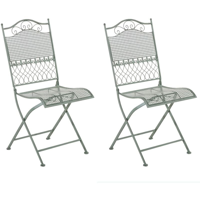 foto del prodotto d coshop26 set di 2 sedie da giardino pieghevoli balcone terrazzo design rustico in metallo verde invecchiato 100002840