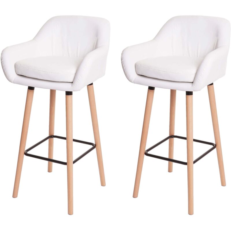 foto del prodotto d coshop26 set di 2 sgabelli bar sedie alte con poggiapiedi in pvc bianco 040000170