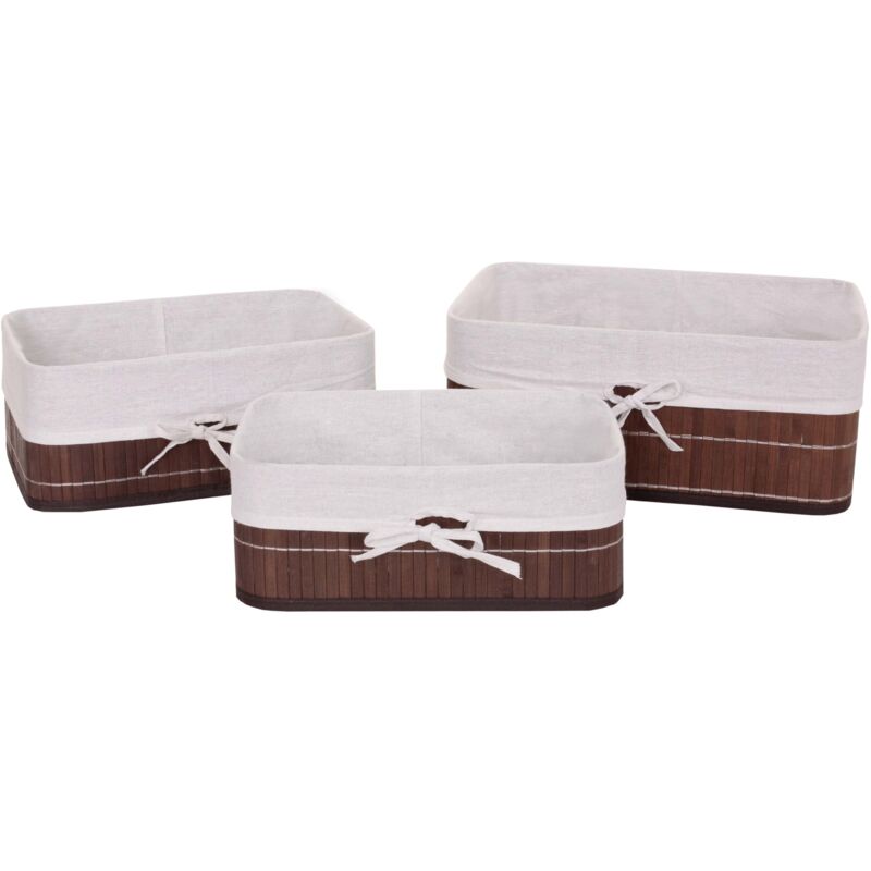 foto del prodotto d coshop26 set di 3 cestini porta trucchi da bagno in bamb marrone 040003009
