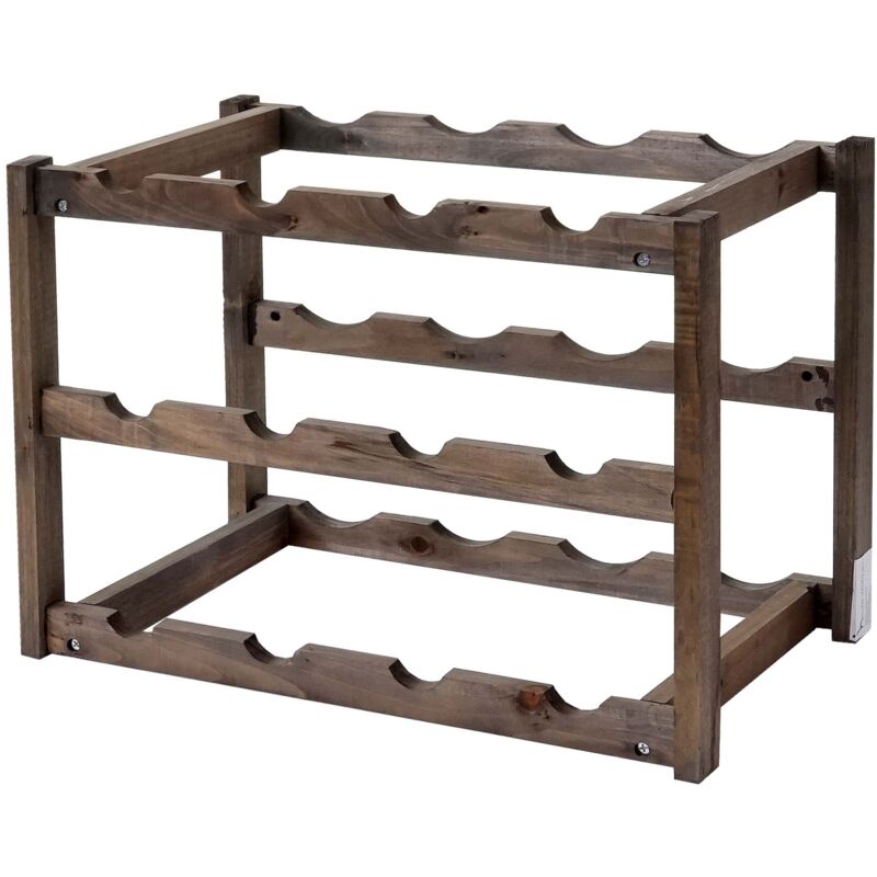 foto del prodotto d coshop26 set di 3 scaffali portabottiglie per 12 bottiglie per ripiano portabottiglie in legno di abete 040006204