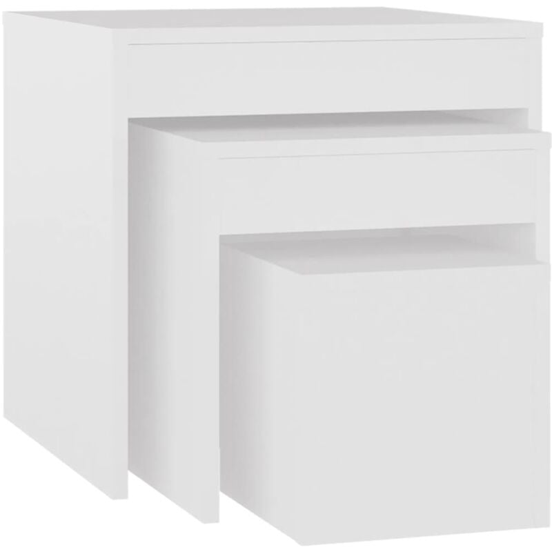 foto del prodotto d coshop26 - set di 3 tavolini impilabili in truciolare bianco dec032695