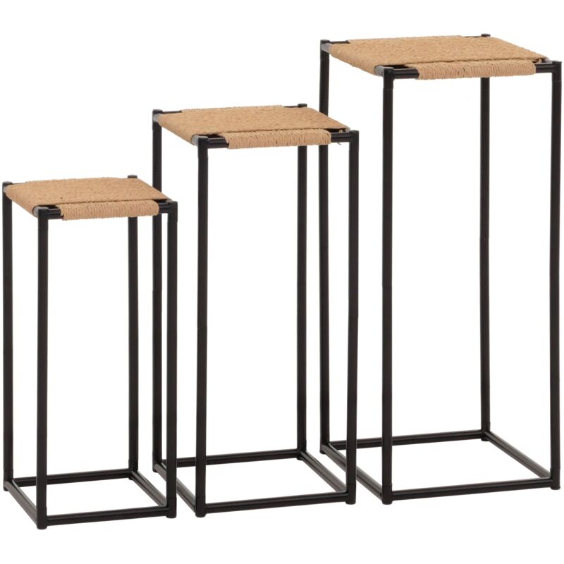 foto del prodotto d coshop26 set di 3 tavolini portafiori tavolino portafiori impilabile in ferro e corda 040006623