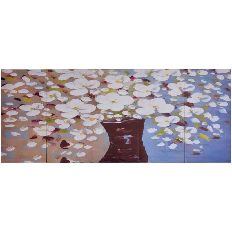 foto del prodotto d coshop26 set di 5 quadri su tela fiori in vaso multicolore 150x60 cm dec022995