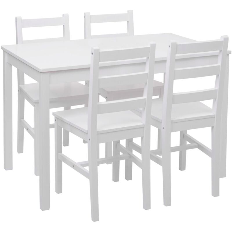 foto del prodotto d coshop26 - set tavolo con due sedie in legno massello bianco 110 cm design classico 040006731