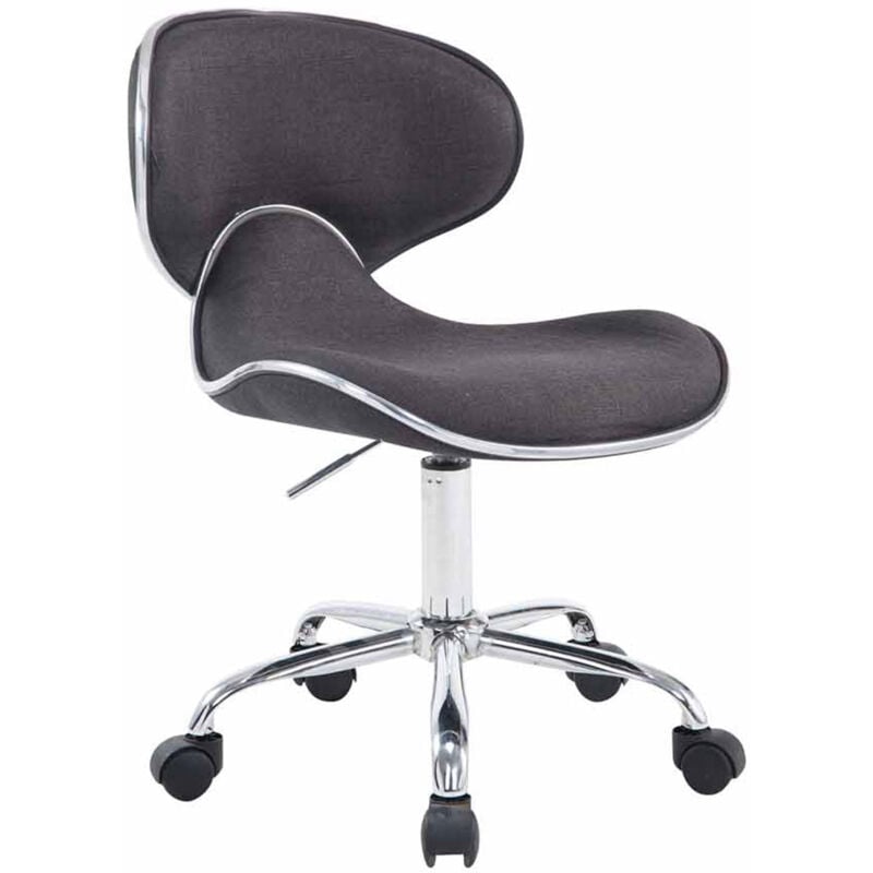foto del prodotto d coshop26 sgabello da lavoro su ruote, regolabile in altezza e girevole in tessuto grigio scuro, gambe in metallo cromato tabo10184