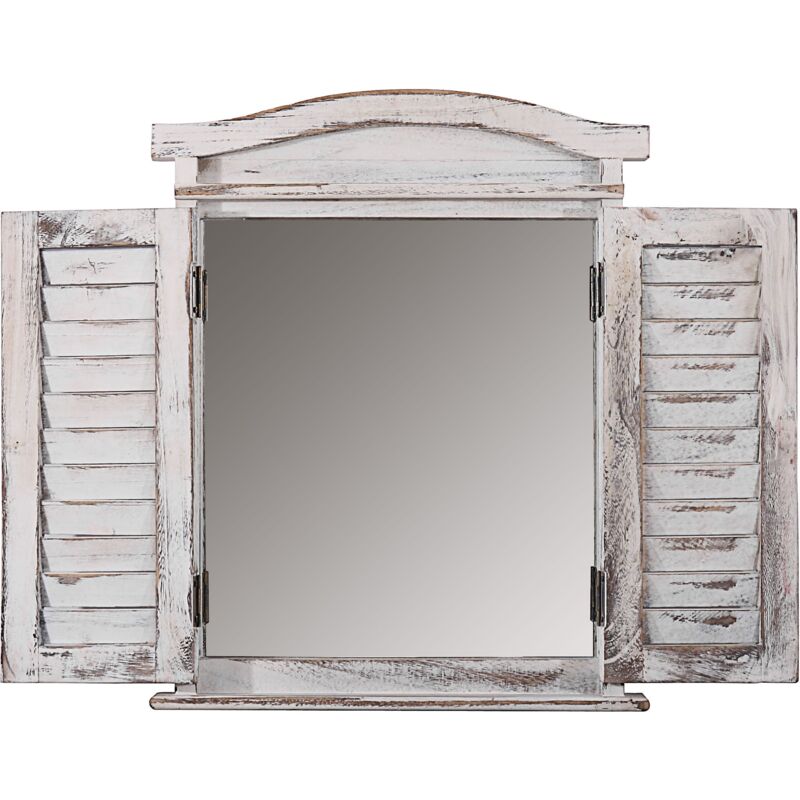 foto del prodotto d coshop26 specchio da parete a forma di finestra con ante 53x42x5cm in legno bianco invecchiato 040005485