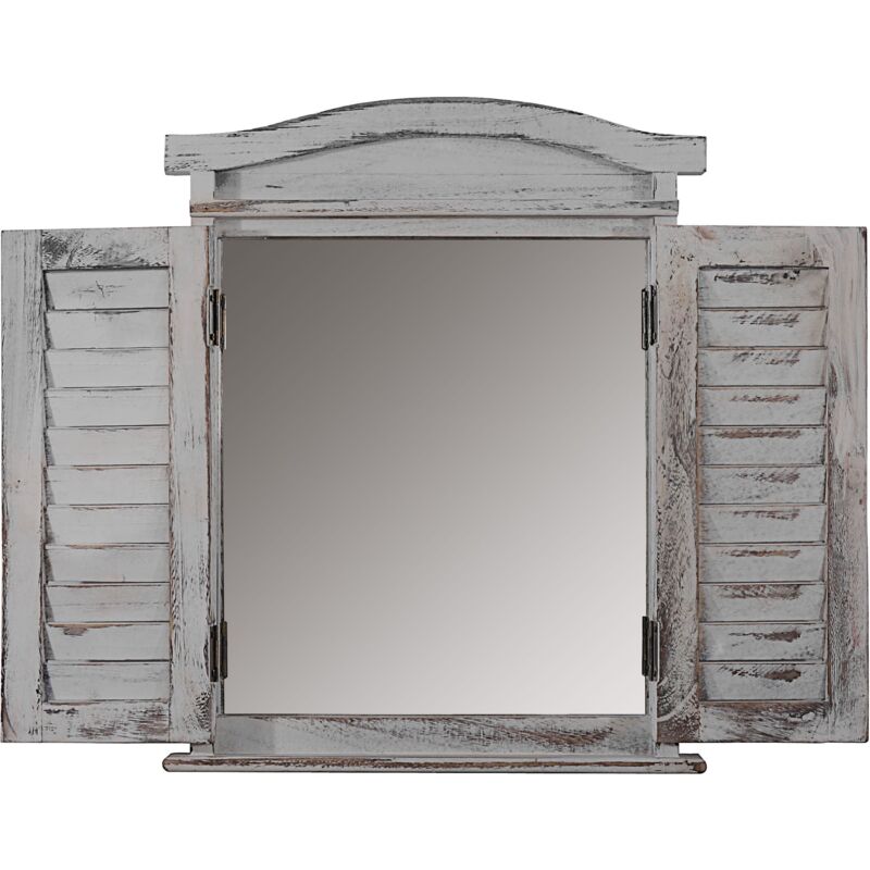 foto del prodotto décoshop26 - specchio da parete a forma di finestra con ante 53x42x5cm in legno grigio invecchiato 040005486