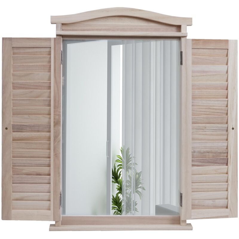 foto del prodotto d coshop26 specchio da parete a forma di finestra con ante 71x46x5 cm in legno invecchiato 040007888