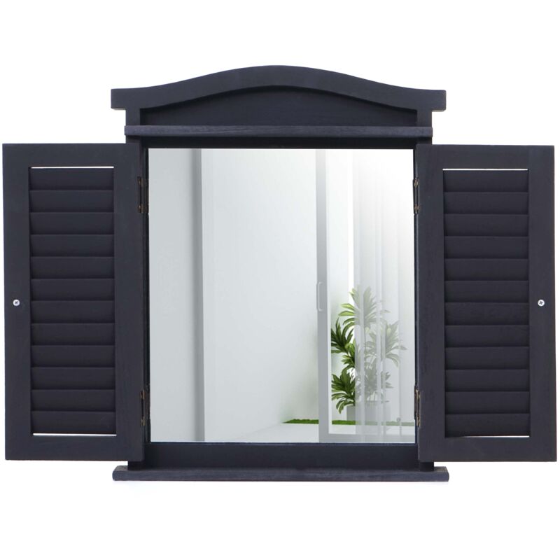 foto del prodotto d coshop26 specchio da parete specchio da finestra con ante 53x42x5cm in legno grigio scuro 040003705