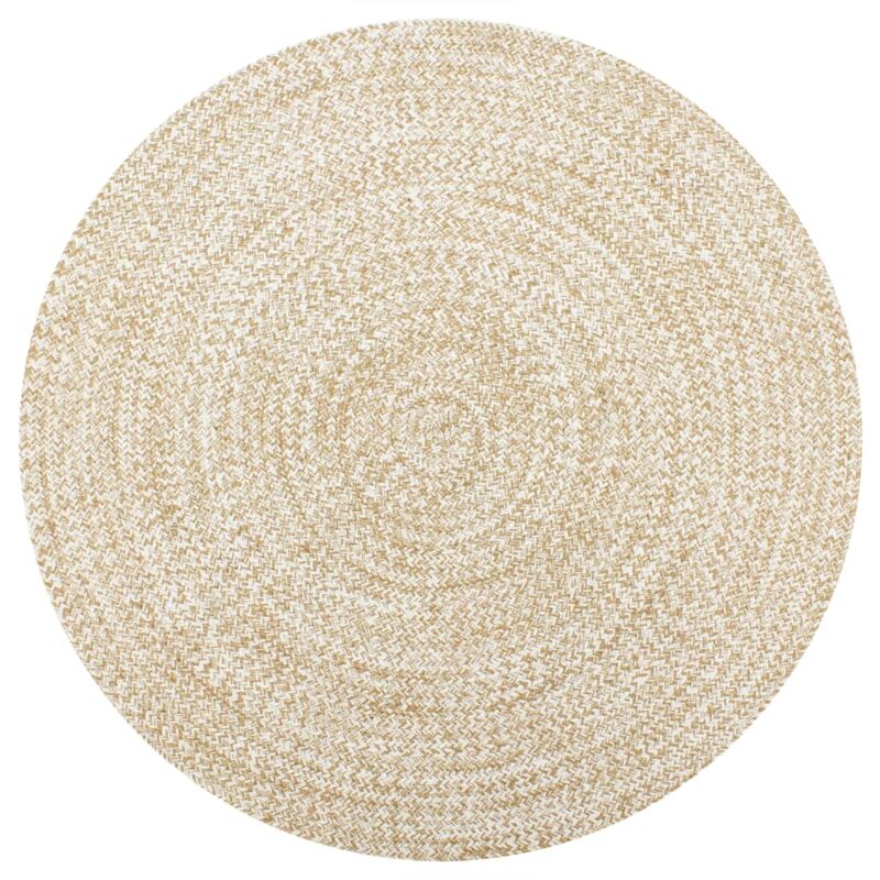 foto del prodotto d coshop26 tappeto fatto a mano in juta bianco e naturale 120 cm dec023518
