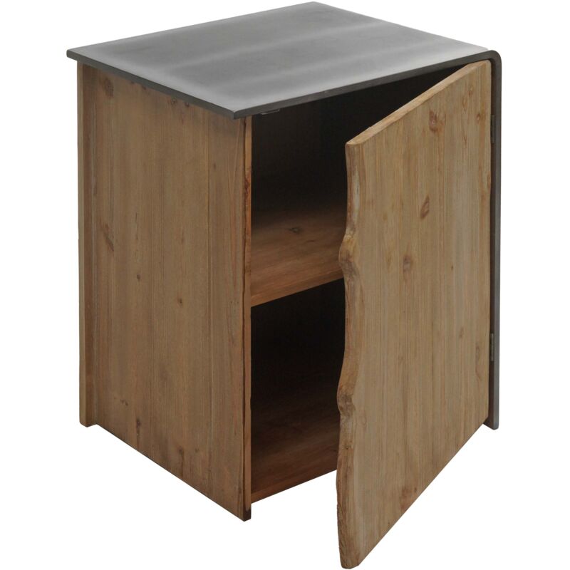 foto del prodotto d coshop26 tavolino cassettiera comodino mobile industriale in legno di abete 60 x 50 x 40 cm naturale con aspetto metallo 040008499