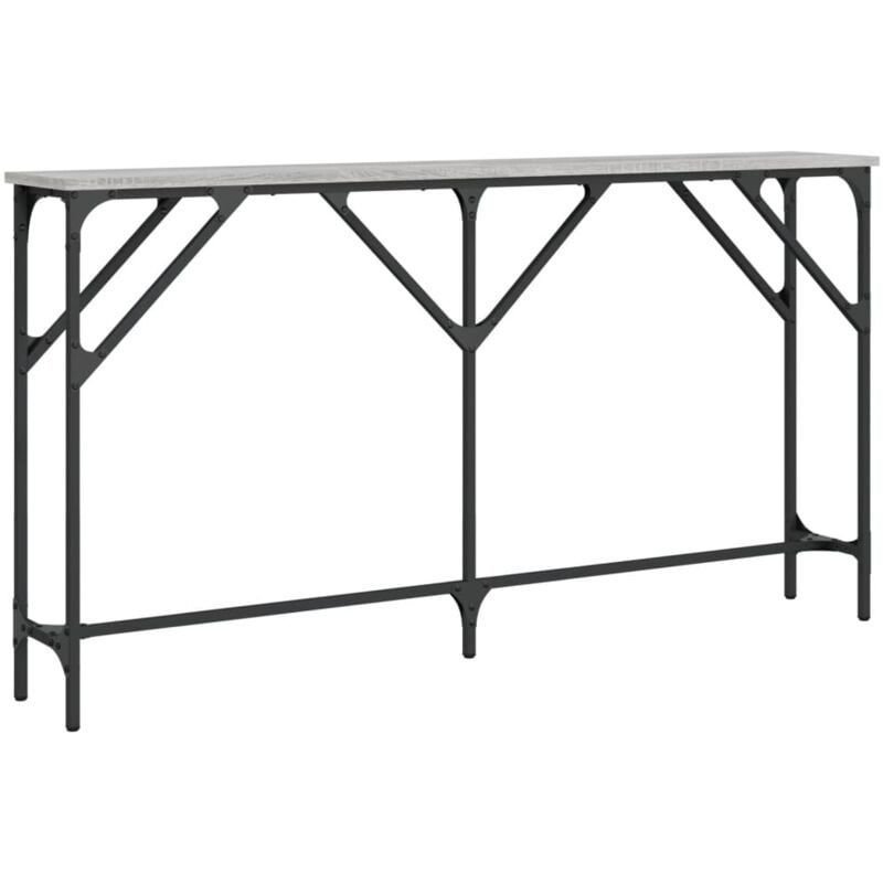 foto del prodotto d coshop26 tavolino consolle da ingresso 140 x 23 x 75 cm multistrato grigio e metallo dec032215