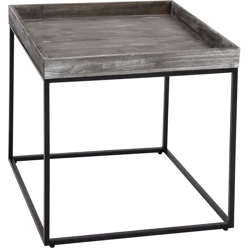 foto del prodotto décoshop26 - tavolino da caffè tavolino in legno di paulownia grigio scuro e metallo 60x60x60 cm med04077