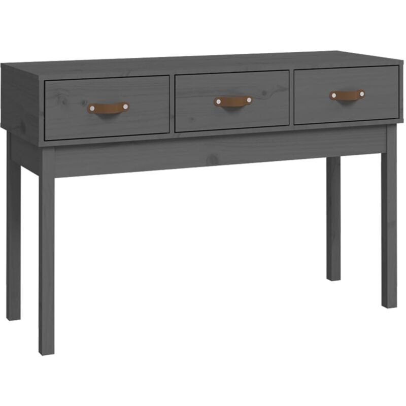 foto del prodotto d coshop26 tavolino da ingresso moderno consolle con cassetti 114 x 40 x 75 cm legno di pino grigio dec032001