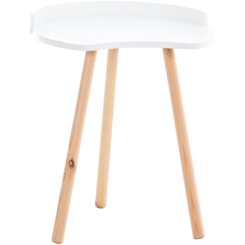 foto del prodotto d coshop26 tavolino dal design scandinavo altezza 54 cm a forma di fagiolo in mdf bianco e gambe in legno 100005515