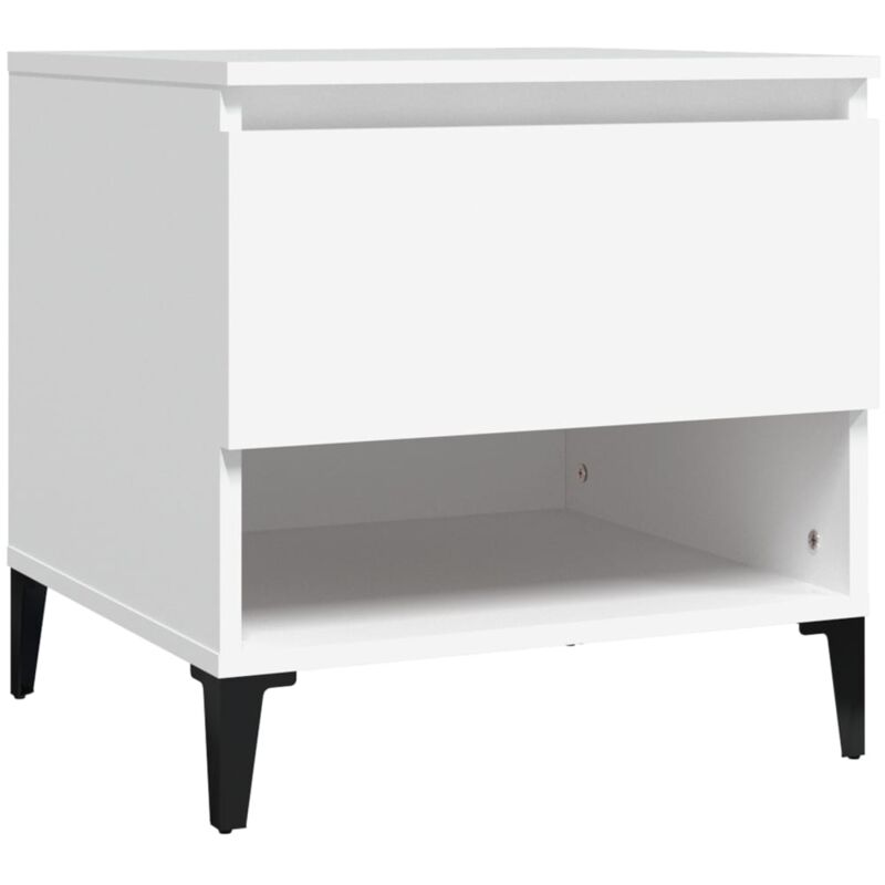 foto del prodotto d coshop26 - tavolino fine divano comodino con cassetto 50 x 46 x 50 cm multistrato bianco dec032358