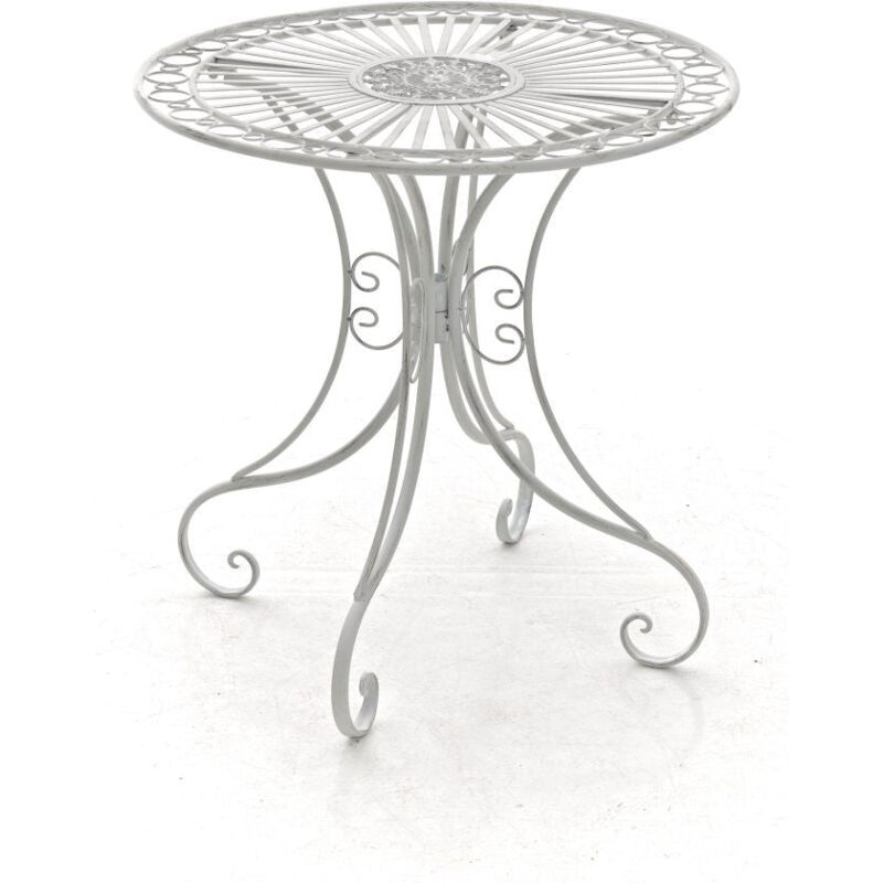 foto del prodotto d coshop26 tavolo da giardino in ferro battuto diametro 70 cm bianco invecchiato mdj10052