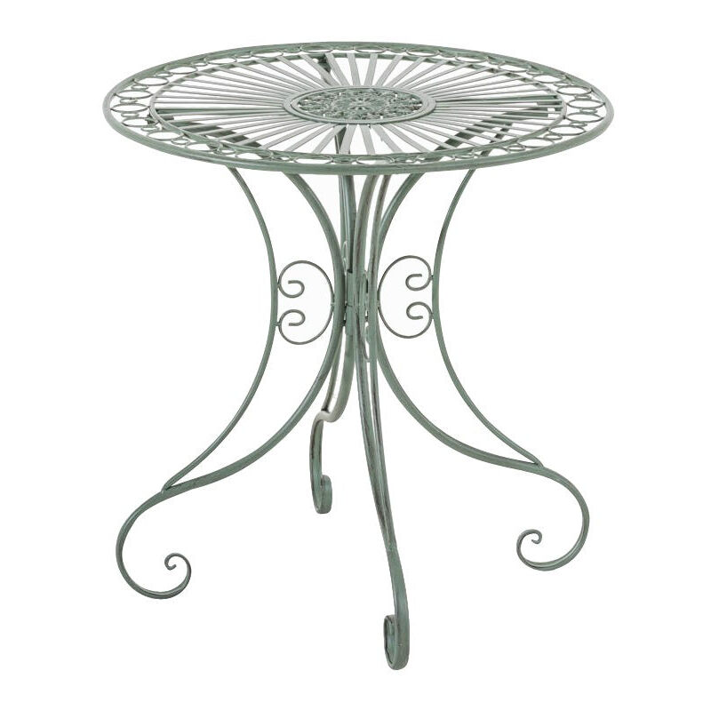foto del prodotto d coshop26 tavolo da giardino in ferro battuto diametro 70 cm verde invecchiato mdj10053