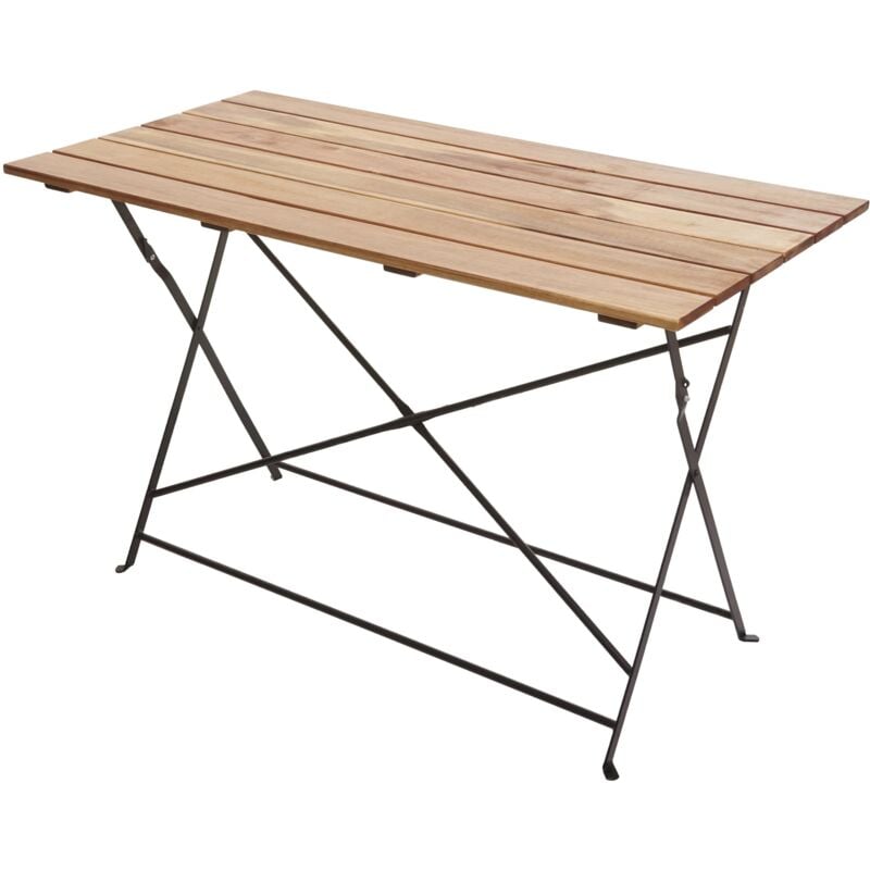 foto del prodotto d coshop26 tavolo da giardino pieghevole in legno di acacia e acciaio 120 x 60 cm colore naturale 040008538