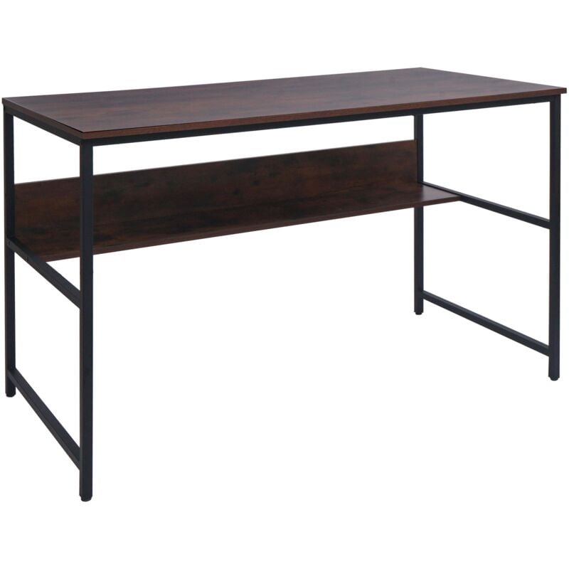 foto del prodotto d coshop26 tavolo porta computer da ufficio spazio sotto il piano del tavolo 120x60 cm in mdf marrone e metallo 040006062