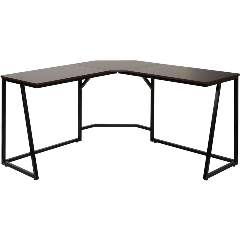 foto del prodotto d coshop26 tavolo scrivania angolare per computer 76x140x140 cm metallo e mdf testa di moro 040006039