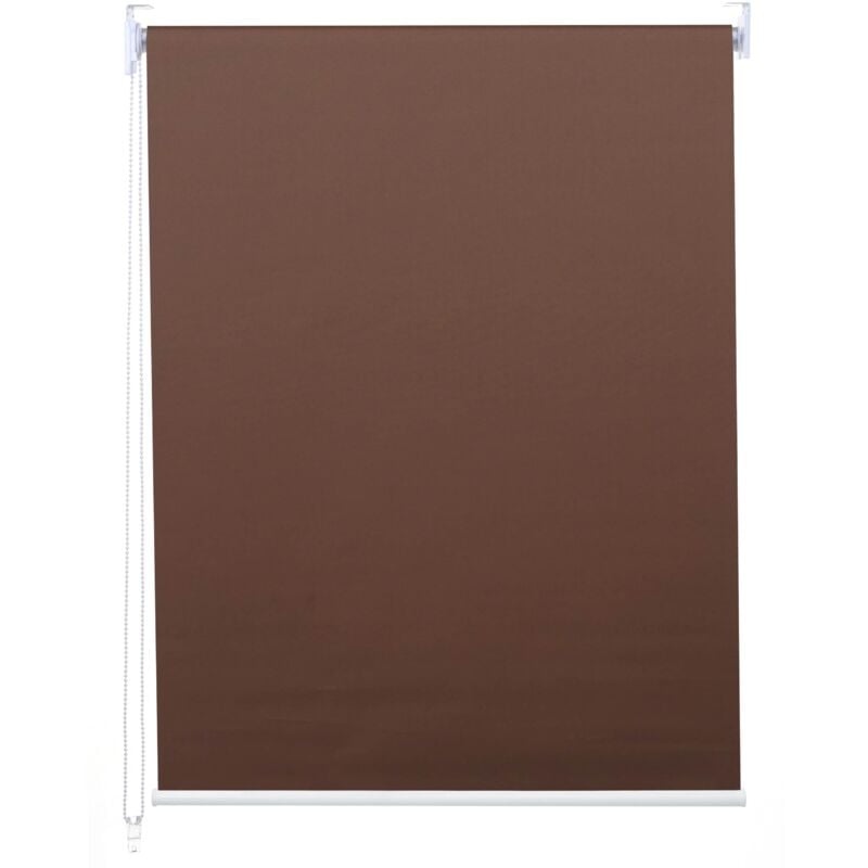 foto del prodotto d coshop26 tenda a rullo oscurante per finestra protezione solare con tirante laterale 60x230 cm marrone opaco 040004436
