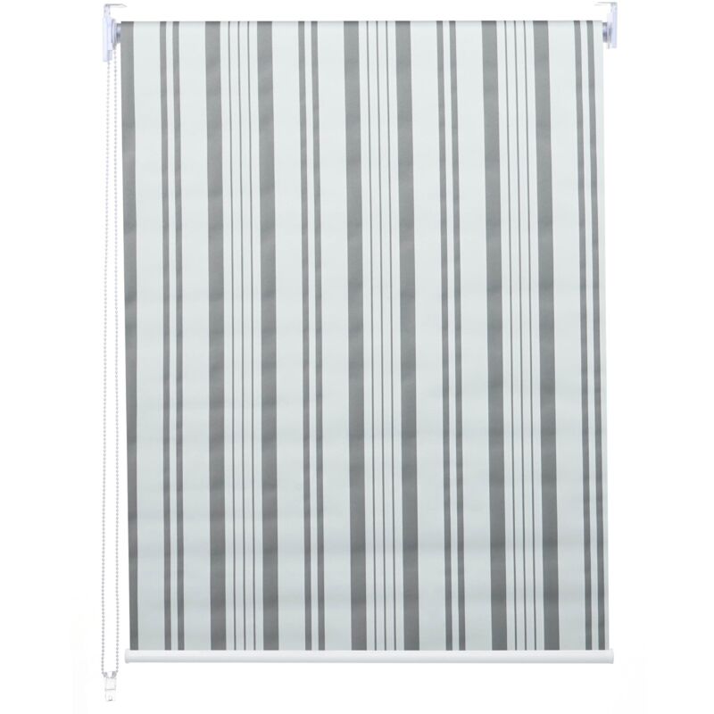 foto del prodotto d coshop26 tenda a rullo oscurante per finestra protezione solare con tirante laterale 80x230 cm grigio opaco bianco 040004569