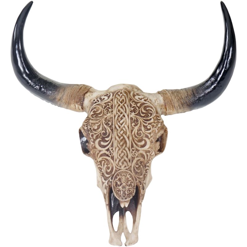 foto del prodotto d coshop26 trofeo testa di toro longhorn teschio decorativo 45 cm trofeo da parete per interni ed esterni 040002849