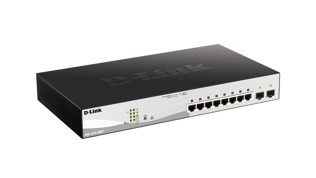 foto del prodotto d link dgs 1210 10mp gestito l2 gigabit ethernet 10 100 1000 supporto power over ethernet poe nero, grigio