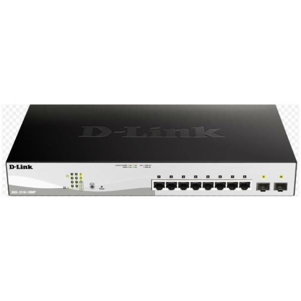 foto del prodotto d link dgs 1210 10mp switch di rete gestito l2 l3 gigabit ethernet 10 100 1000 supporto power over ethernet poe nero