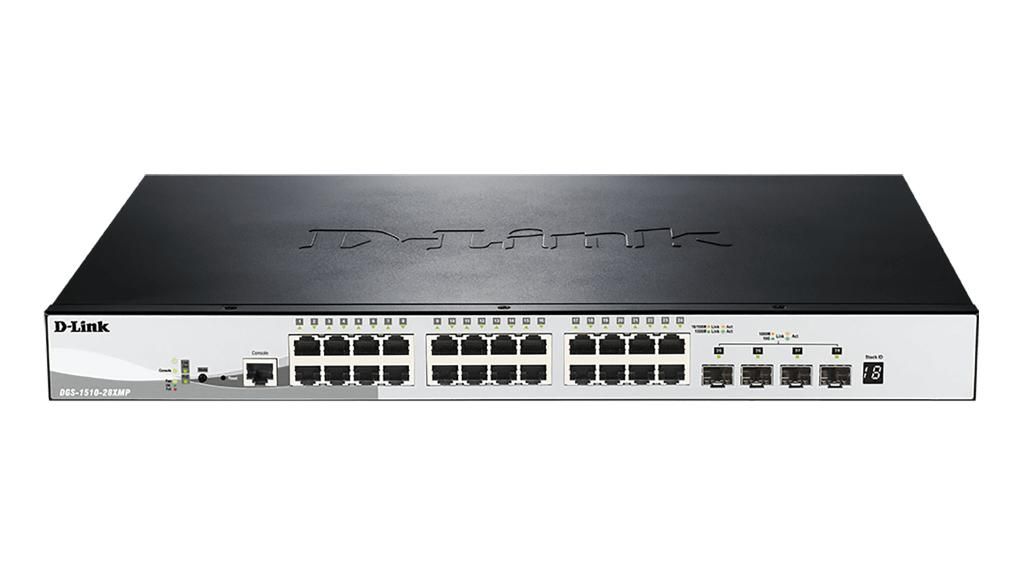 foto del prodotto d link dgs 1510 28xmp gestito l2 l3 gigabit ethernet 10 100 1000 supporto power over ethernet poe nero, grigio