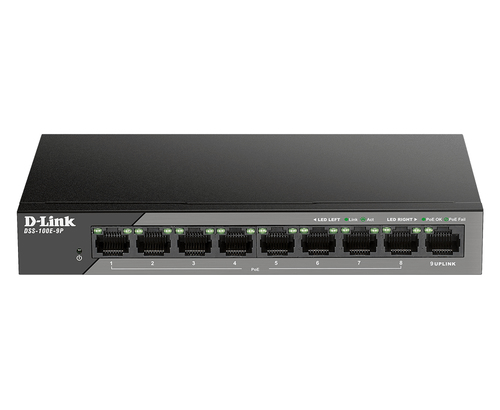 foto del prodotto d link dss 100e 9p switch di rete non gestito fast ethernet 10 100 supporto power over ethernet poe nero