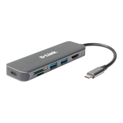 foto del prodotto d link dub 2327 replicatore di porte e docking station per laptop cablato usb tipo c grigio