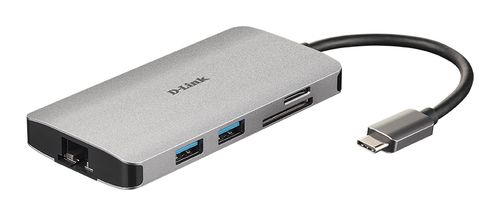 foto del prodotto d link dub m810 replicatore di porte e docking station per laptop cablato usb 3.2 gen 1 3.1 gen 1 type c alluminio